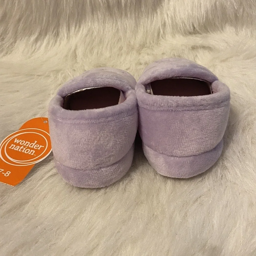 Wonder Nation Dream Big Slippers Girls Size 7-8 Purple Slip On Shoes Lightweight